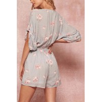 Petal Pusher Floral Swiss Dot Drawstring Romper