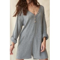 Just Breathe Roll-Up Henley Sweater Romper
