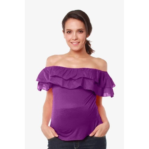Off Shoulder Cacey Nursing Top Eggplant