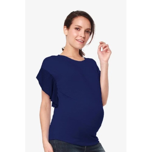 Flutter Sleeves Caela Nursing Top Navy